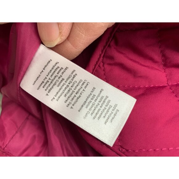 Talbots Womans M Diamond Quilted Raspberry Pink Jacket with Pockets Snap Down - Picture 7 of 9
